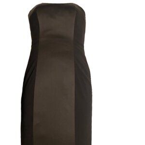 Vince Camuto Strapless Black Satin Stretch Cocktail Dress - Size 6 New